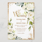 白金ゴールド素朴結婚フローラ 招待状 (正面)