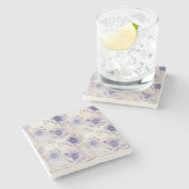 白金ゴールド紫の花 ストーンコースター (横)