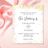 白金ゴールド結婚ピンクグリッター予算の招待 チラシ