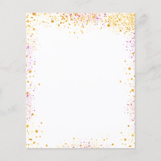 白金ゴールド結婚ピンクグリッター予算の招待 チラシ (裏面)