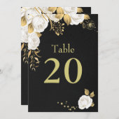 白金ゴールド花黒い表 招待状 (正面/裏面)