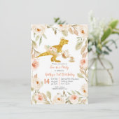 白金ゴールド茶パーティー恐竜1歳の誕生日 招待状 (スタンド正面)