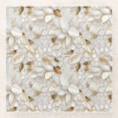 白金ゴールド蓮の花 ガラスコースター (正面)