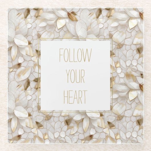 白金ゴールド蓮の花 ガラスコースター (正面)