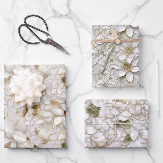 白金ゴールド蓮の花 ラッピングペーパーシート (正面)