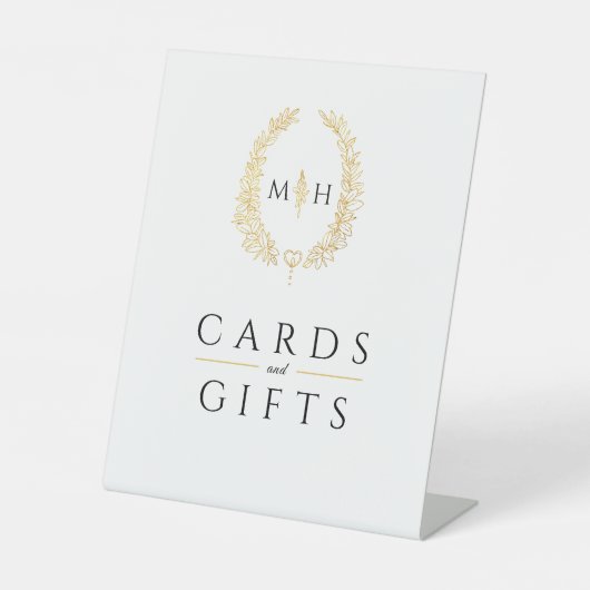 白金ゴールド黒のモノグラ結婚ムのカードと贈答品 台座サイン (正面)