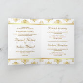 白金ダマスク柄のムスリム結婚式 招待状 (内部)