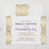 白金レースのウェディングシャワー招待状 招待状 (正面/裏面)