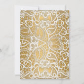 白金レースゴールドトリム エレガント 誕生日 招待状 (裏面)