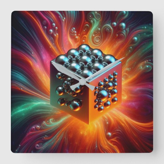 白金球 スクエア壁時計 (正面)