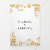 白金箔葉フローラ結婚ズ 三つ折り招待状 (カバー)