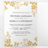 白金箔葉フローラ結婚ズ 三つ折り招待状 (内部最初)