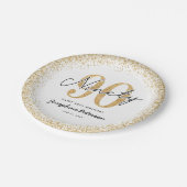 白金色の上品な90歳の誕生日パーティープレート ペーパープレート (アングル)