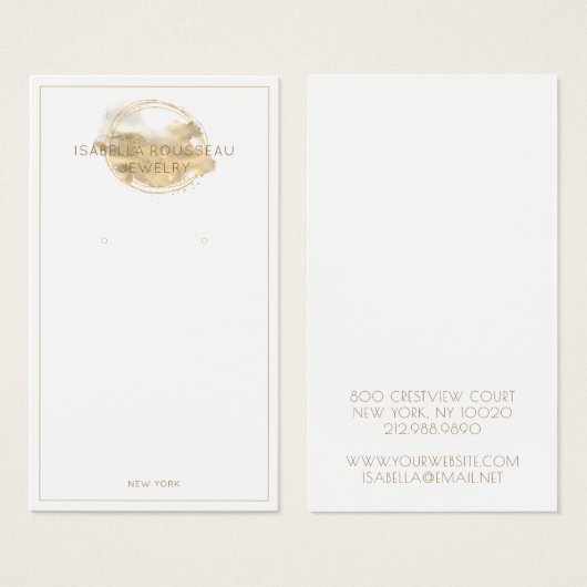 白金金ゴールドグリッタージュエリーイヤリングディスプレイカード (正面&裏面)