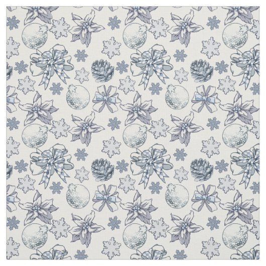 白銀のクリスマス模様 ファブリック (見本)