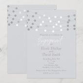 白銀のストリングライト モダンチックなエンゲージメント 招待状 (正面/裏面)