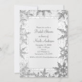 白銀の冬の雪の花 Bride Shower 招待状 (正面)