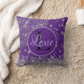 白銀の星が紫の蓮の曼荼羅 クッション (ブランケット)