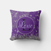 白銀の星が紫の蓮の曼荼羅 クッション (正面)