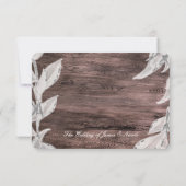 白銀の葉と素朴な木の秋のエレガントなRSVP 出欠カード (裏面)