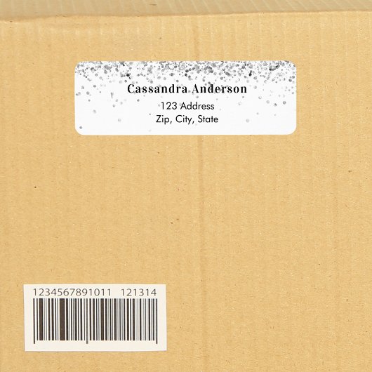 白銀の輝きを帯びた返送先ラベル ラベル