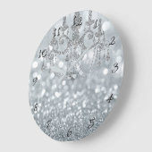 白銀の輝きボケ グラムシャンデリア スパークル ラージ壁時計 (傾斜)