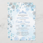白銀の雪の結晶クリスマス スイート16 誕生日招待状 招待状 (正面/裏面)