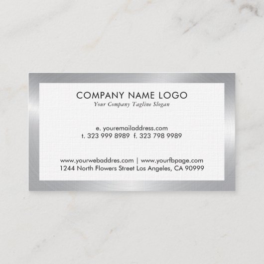 白銀シンプルデザイン名刺 名刺 (裏面)