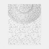 白銀星付きシルバーロータス曼荼羅 フリースブランケット (正面)