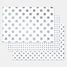 白銀水玉模様包装紙