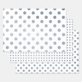 白銀水玉模様包装紙 箔ラッピングペーパーシート