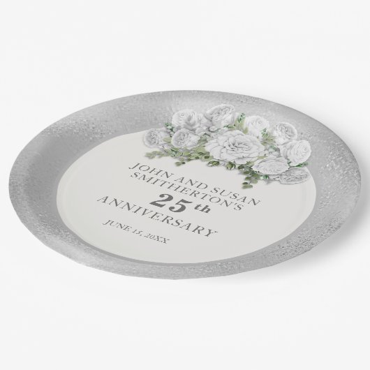 白銀花25結婚周年 ペーパープレート (アングル)