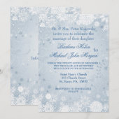 白銀青の雪の結晶 ウェディング 招待状 (正面/裏面)