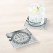 白銀25結婚周年 ガラスコースター (アングル)