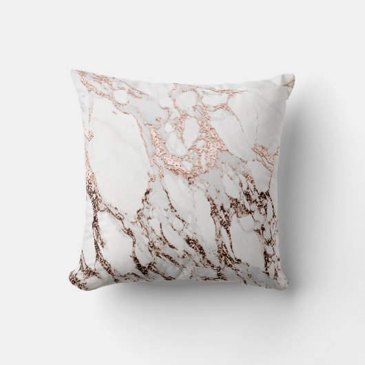 白銅大理石抽象芸術金属バラ金ゴールド クッション (正面)