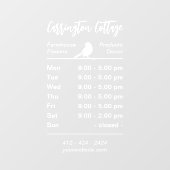 白開館時間。ビジネスカスタムウィンドウデカール ウィンドウサイン (シート)