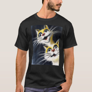 白間抜け猫2匹を子猫にする Tシャツ