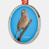 白雀が日に向かって鳴く メタルオーナメント (左)