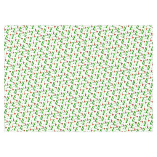 白離れに小さな赤い野生の果実を持つ緑の テーブルクロス (正面(横))