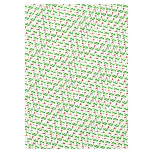 白離れに小さな赤い野生の果実を持つ緑の テーブルクロス (正面)