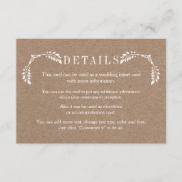 白離れ段ボール結婚の詳細挿入カード エンクロージャーカード