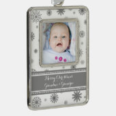 白雪の白雪祖父母クリスマスの飾り シルバープレートフレームオーナメント (右)