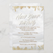 白雪エレガントと金ゴールドの大晦日パーティー 招待状 (正面/裏面)