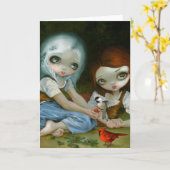 「白雪姫とバラ赤」グリーティングカード カード (黄色い花)