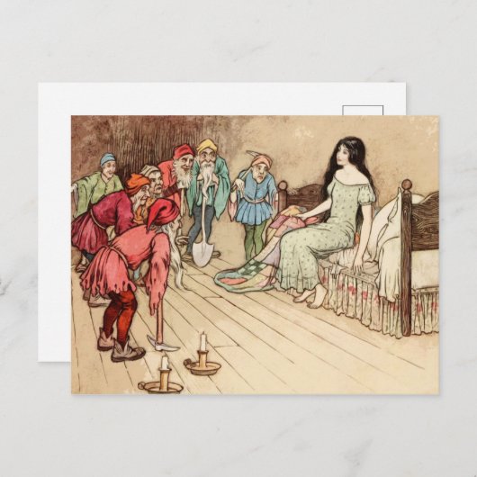 白雪姫と七人こびとのおとぎヴィンテージ物語 ポストカード (正面/裏面)