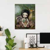 白雪姫と彼女の動物の友人のおとぎ話プリント ポスター (ホームオフィス)