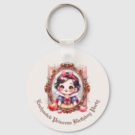 白雪姫の魔法にかかったプリンセスの誕生日招待状 キーホルダー (正面)