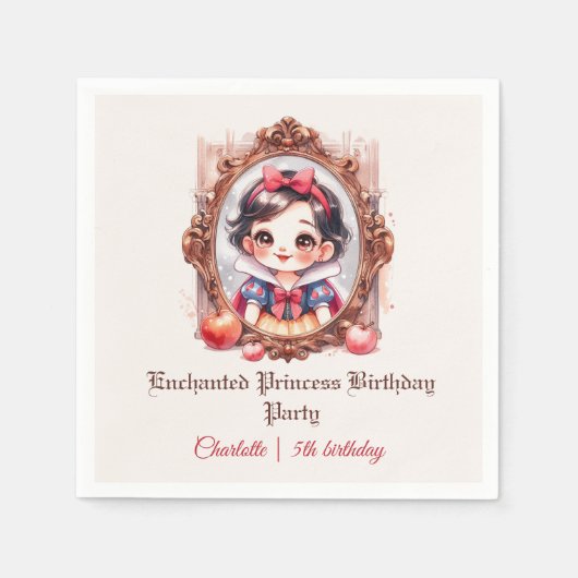 白雪姫の魔法のプリンセス誕生日招待状 スタンダードカクテルナプキン (正面)