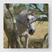 白雪姫威厳のある馬 スクエア壁時計 (正面)