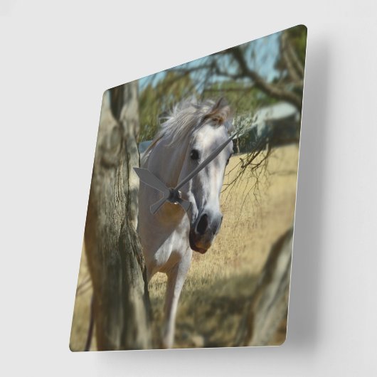 白雪姫威厳のある馬 スクエア壁時計 (傾斜)